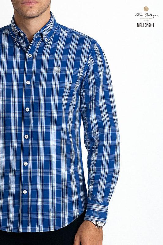 CAMISA CUADROS AZUL Y BLANCO