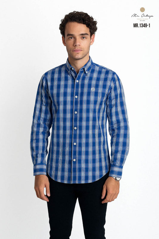 CAMISA CUADROS AZUL Y BLANCO