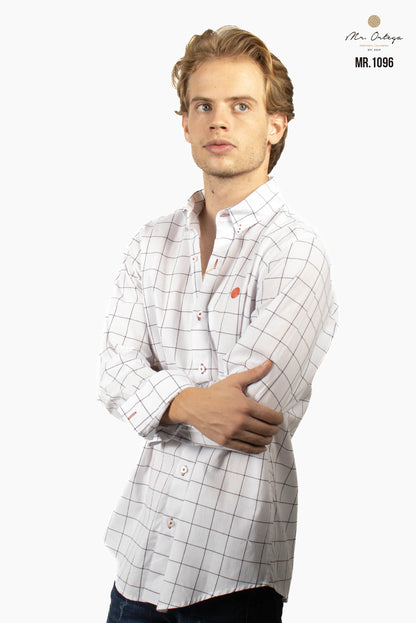 CAMISA BLANCA CUADROS NEGROS