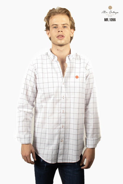 CAMISA BLANCA CUADROS NEGROS