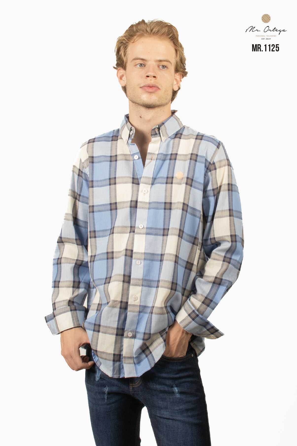 CAMISA CUADROS AZUL CELESTE