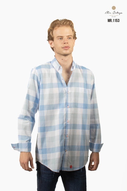 CAMISA CUADROS AZUL CIELO / BLANCO Y CELESTE