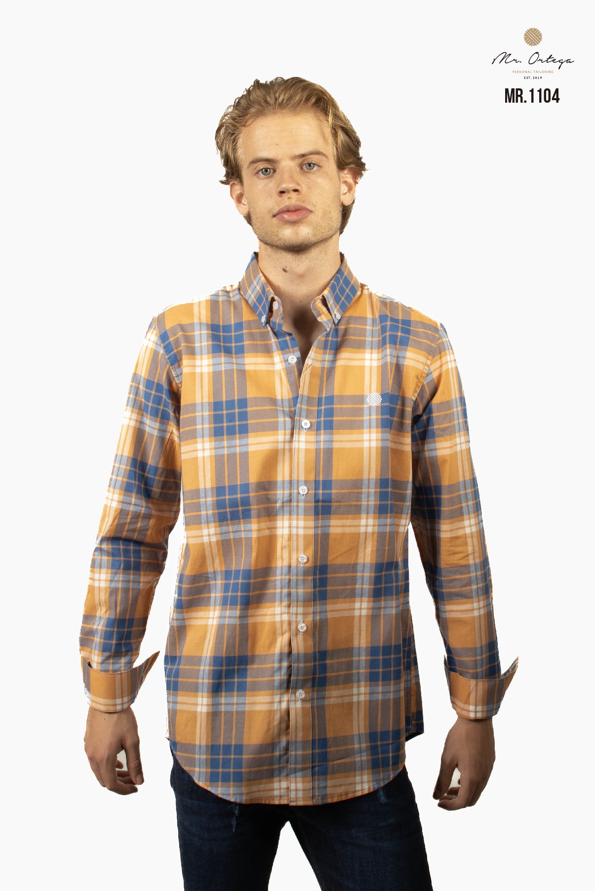 CAMISA CUADROS NARANJA CLARO