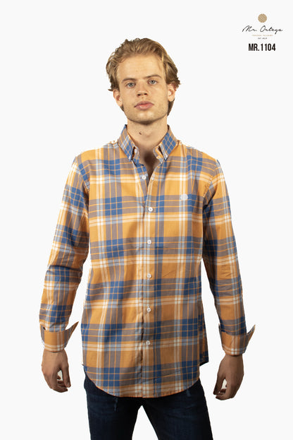 CAMISA CUADROS NARANJA CLARO
