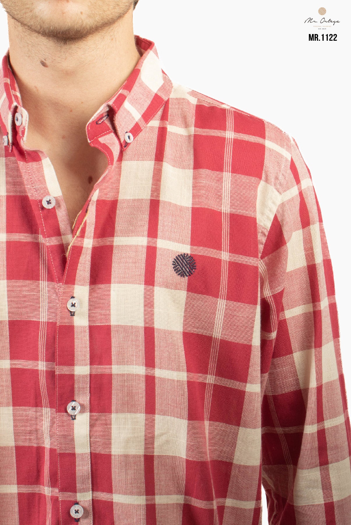 CAMISA CUADROS ROJA Y BEIGE