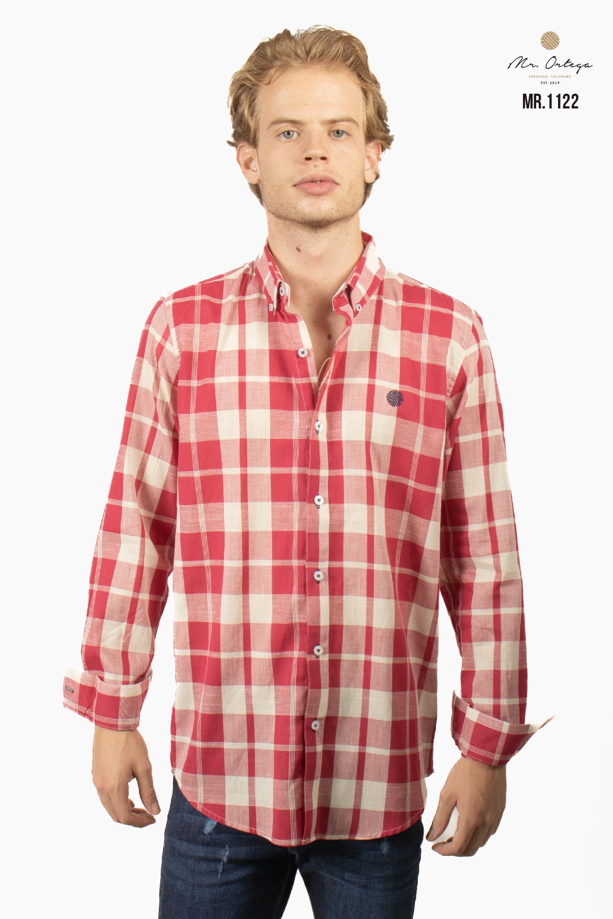 CAMISA CUADROS ROJA Y BEIGE