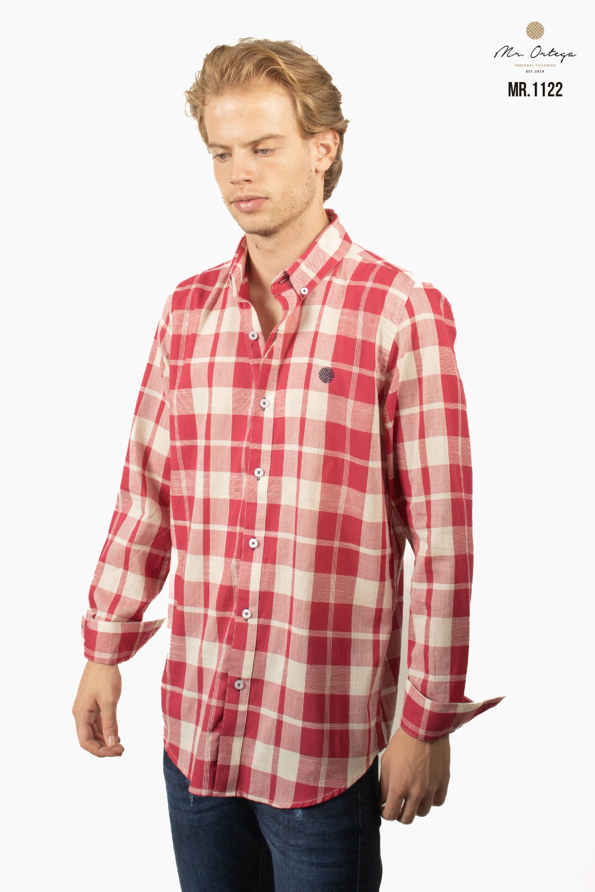 CAMISA CUADROS ROJA Y BEIGE