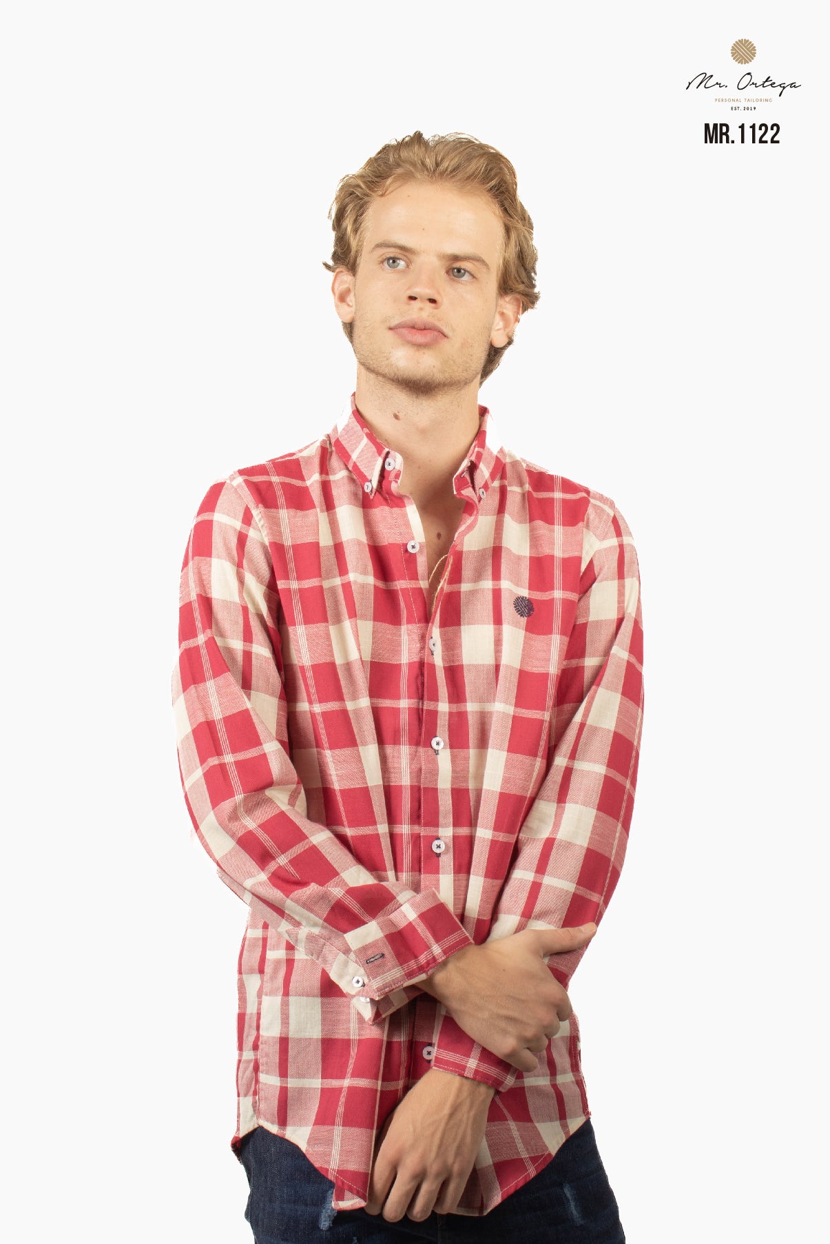 CAMISA CUADROS ROJA Y BEIGE