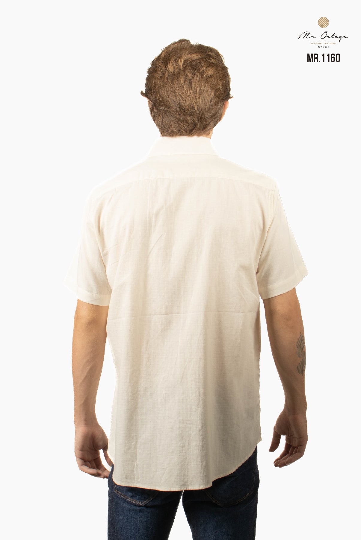 CAMISA LISA BEIGE MANGA CORTA LOGOTIPO OLIVO