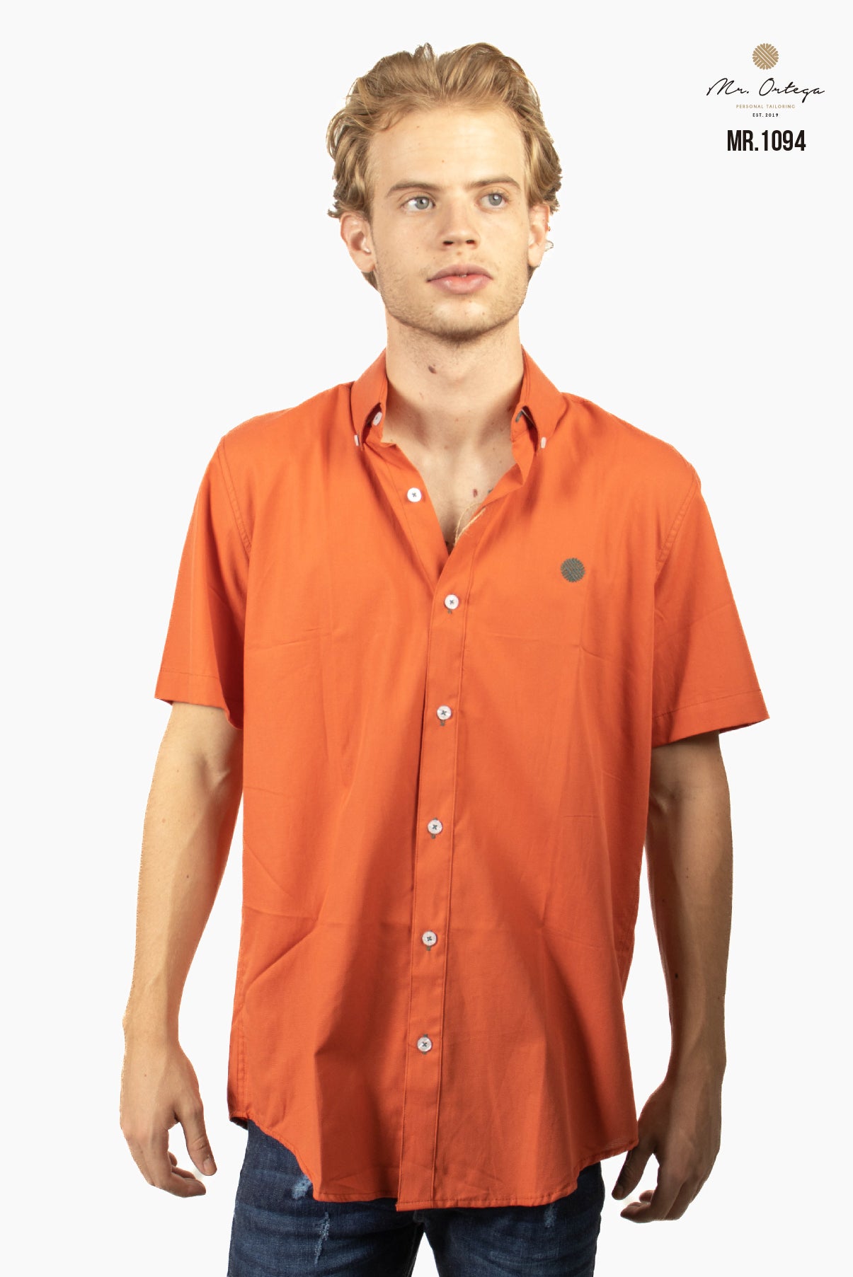 CAMISA LISA LADRILLO MANGA CORTA