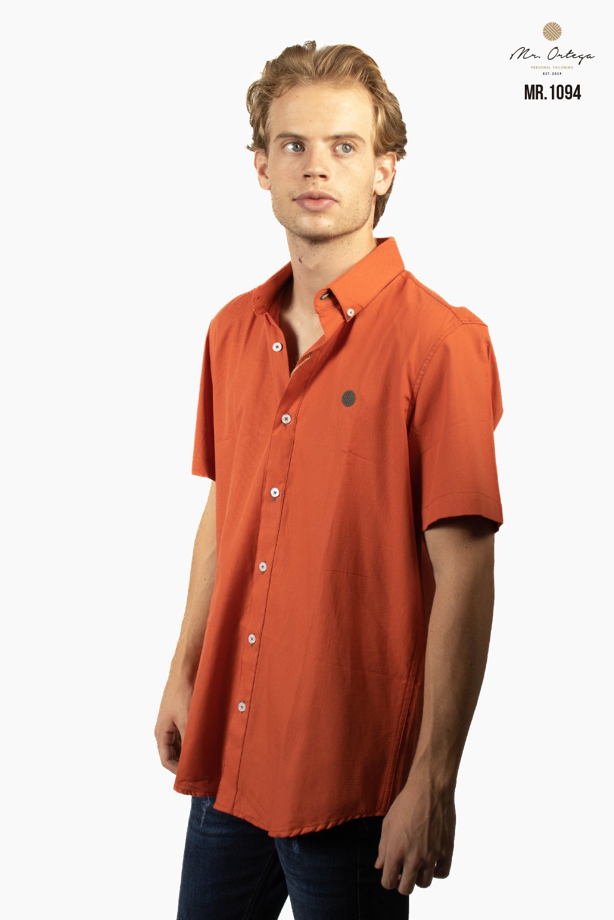 CAMISA LISA LADRILLO MANGA CORTA