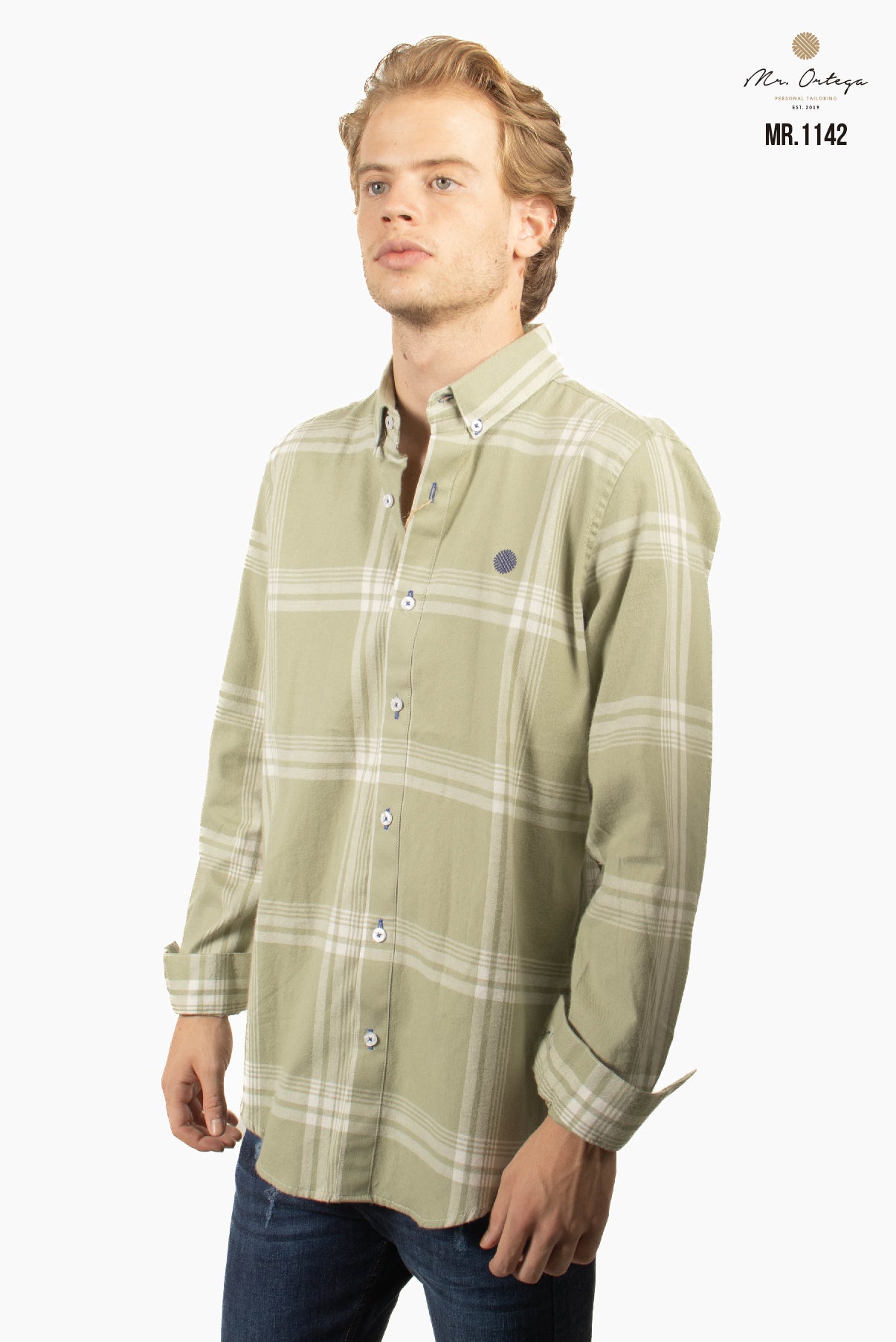 CAMISA VERDE CLARO FRANJAS BLANCAS