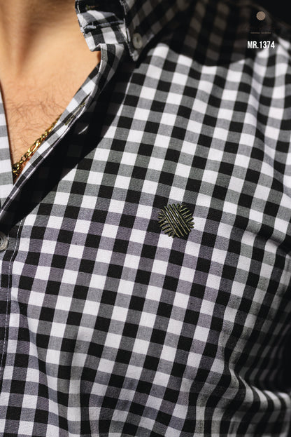 CAMISA CUADROS PEQUEÑOS BLANCO / NEGRO