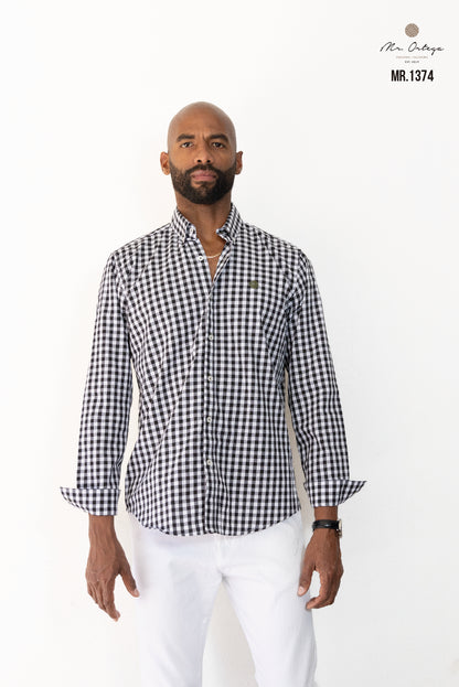 CAMISA CUADROS PEQUEÑOS BLANCO / NEGRO