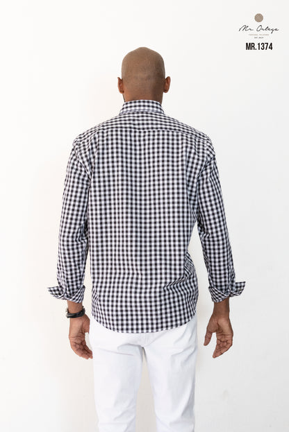 CAMISA CUADROS PEQUEÑOS BLANCO / NEGRO