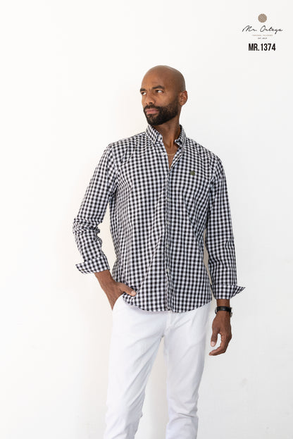 CAMISA CUADROS PEQUEÑOS BLANCO / NEGRO