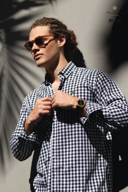 CAMISA CUADROS PEQUEÑOS BLANCO / NEGRO