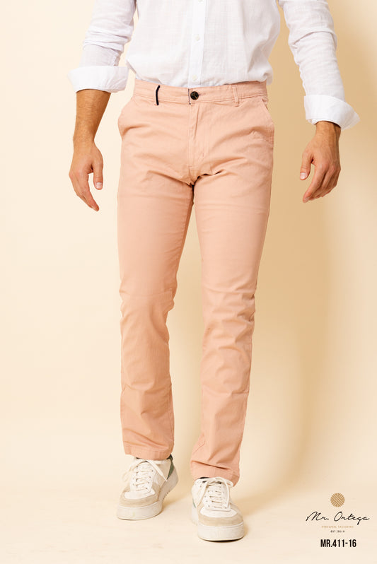 PANTALÓN GABARDINA ROSA CORTE REGULAR