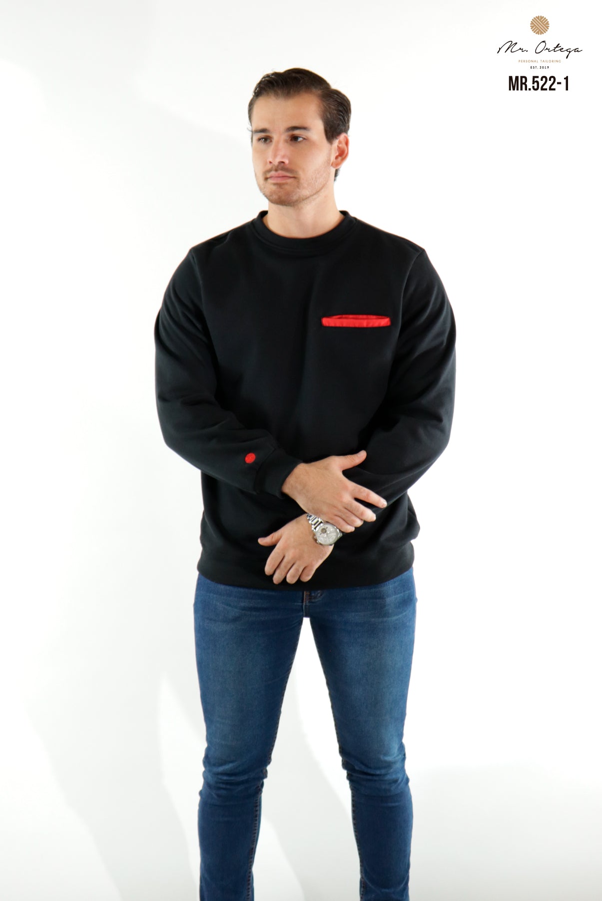 SUDADERA CUELLO REDONDO NEGRO